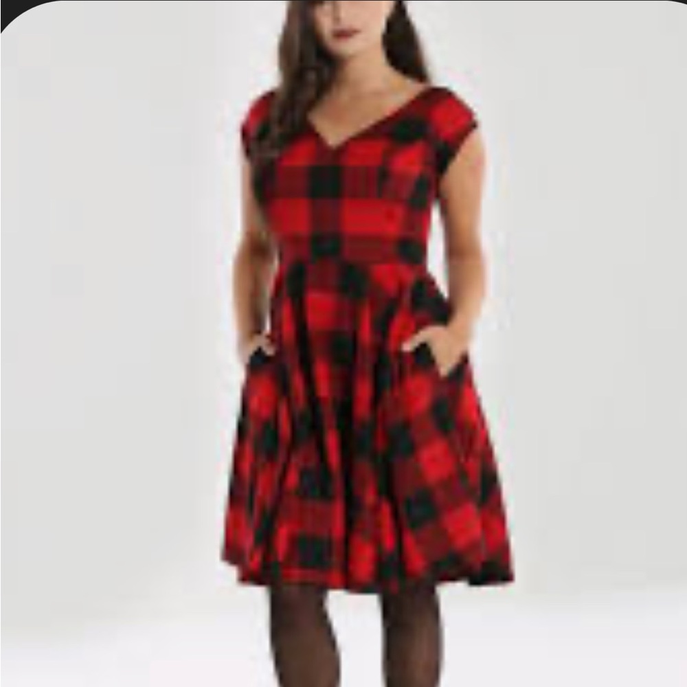 Plaid Red and Black Women's Dress from Hell Bunny
